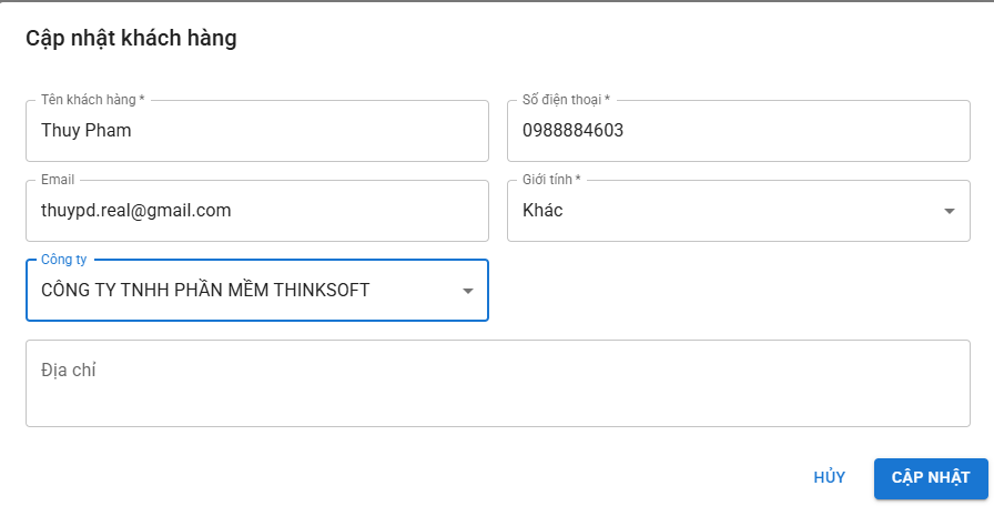 Giao diện chi tiết đại lý ThinkBox